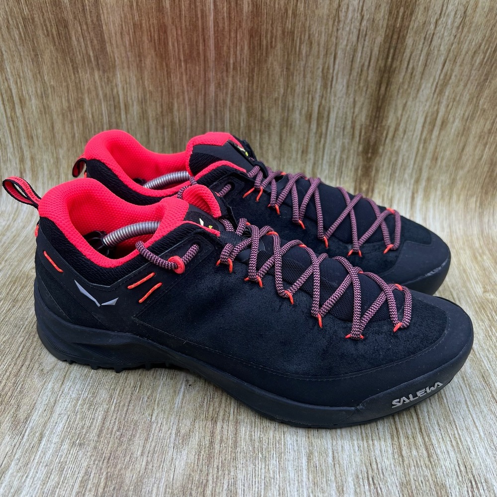 Salewa Wildfire Leather Hiking Shoes Women's Size 10 Black Fluo Coral 61396/0936